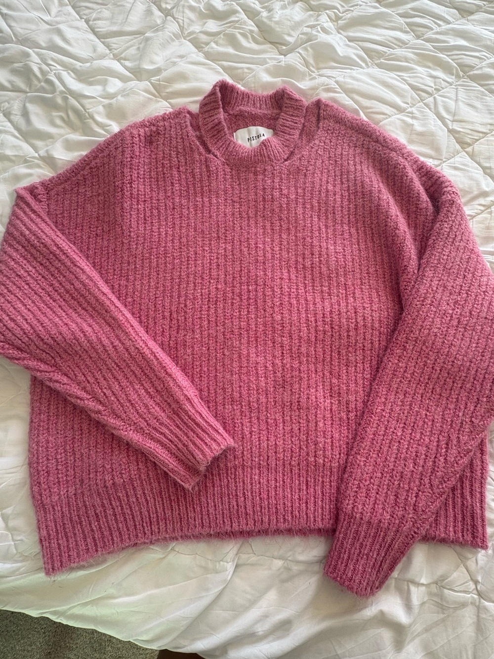 pistola Rose Pink Ribbed Crewneck Sweater